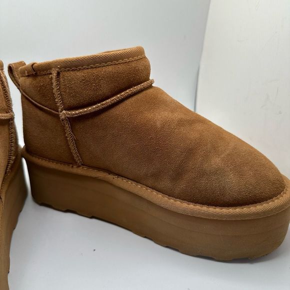 CUSHIONAIRE Women's Genuine Suede pull platform boot +Memory Foam 7 CHESTNUT - Picture 6 of 7